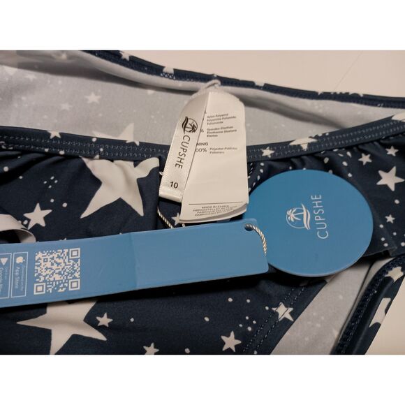 CUPSHE, Navy Bikini with Stars, Girl Size 10 - Picture 5 of 6
